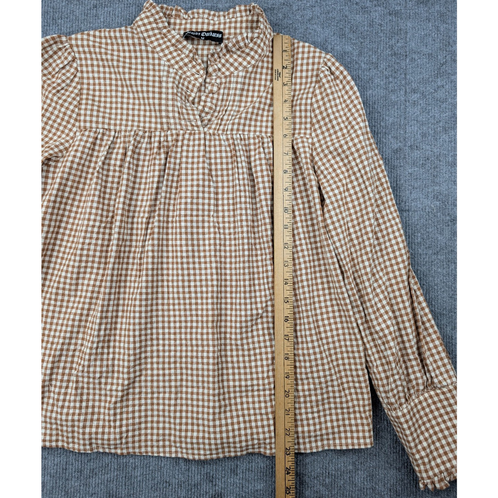 Scarlet Darkness Peasant Blouse Womens Medium Gingham Cottage Western - Picture 5 of 7
